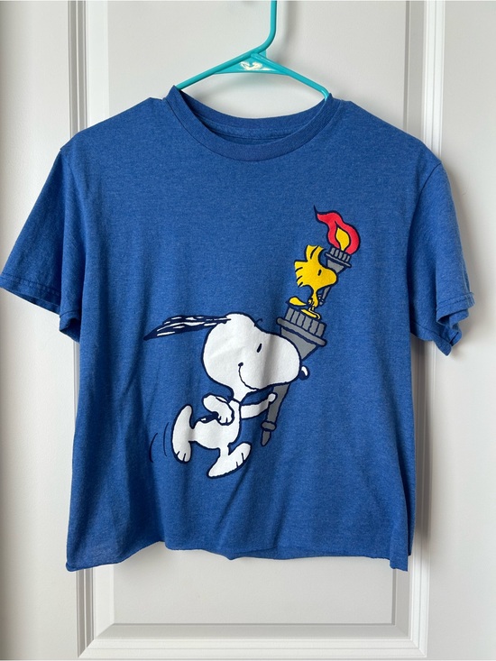 Peanuts Tops - Peanuts Blue Snoopy & Woodstock Olympic Torch Graphic Tee